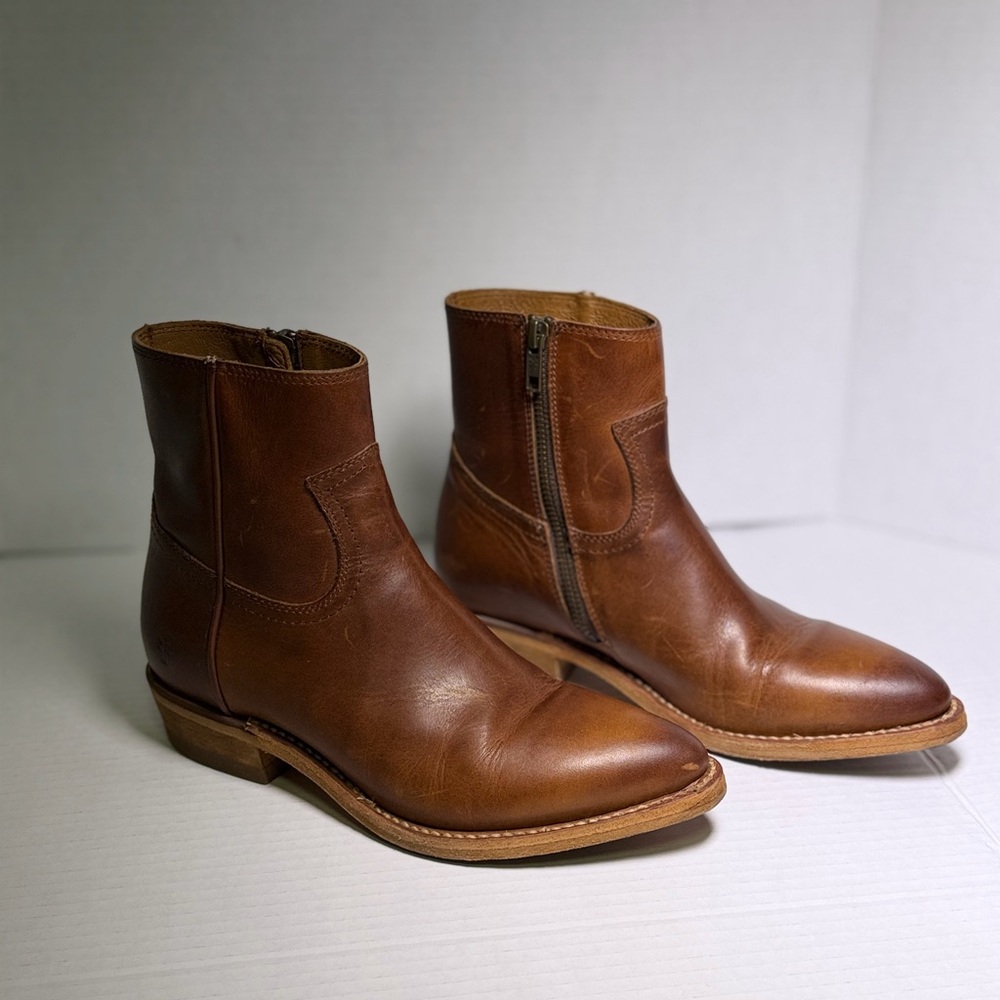 Frye Tan Leather Ankle Booties